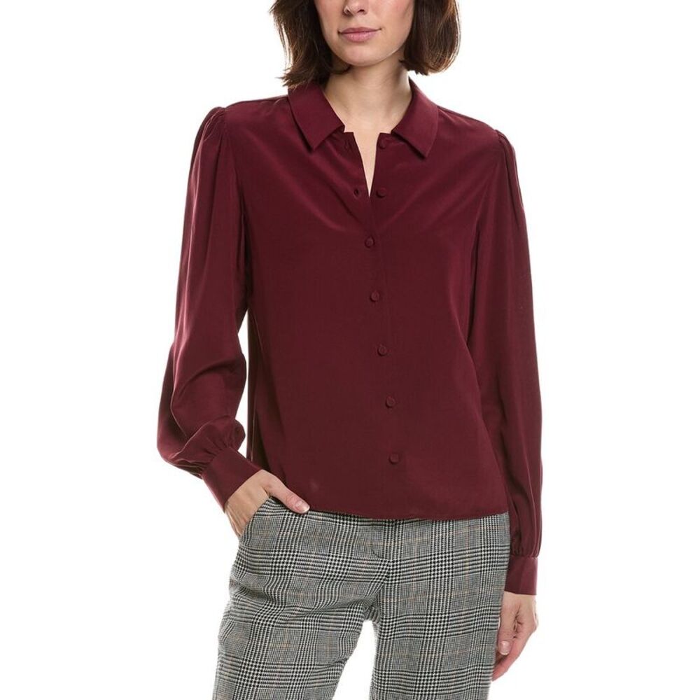 Frame Denim Womens Frame The Silk Staple Blouse, Red